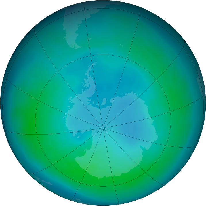 Antarctic ozone map for March 2017